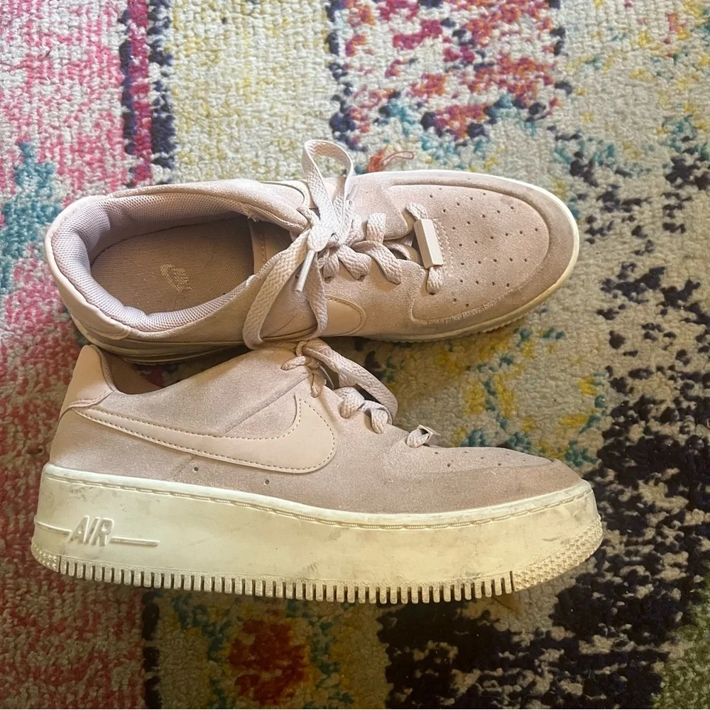 Nike Shoes Womens 8.5 Air Force 1 Casual Sneakers Platform Pink Suede